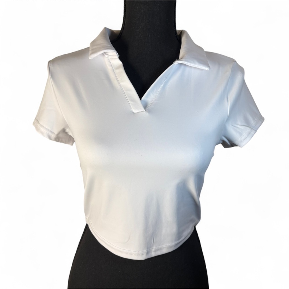Golf Otos New York white collared crop top